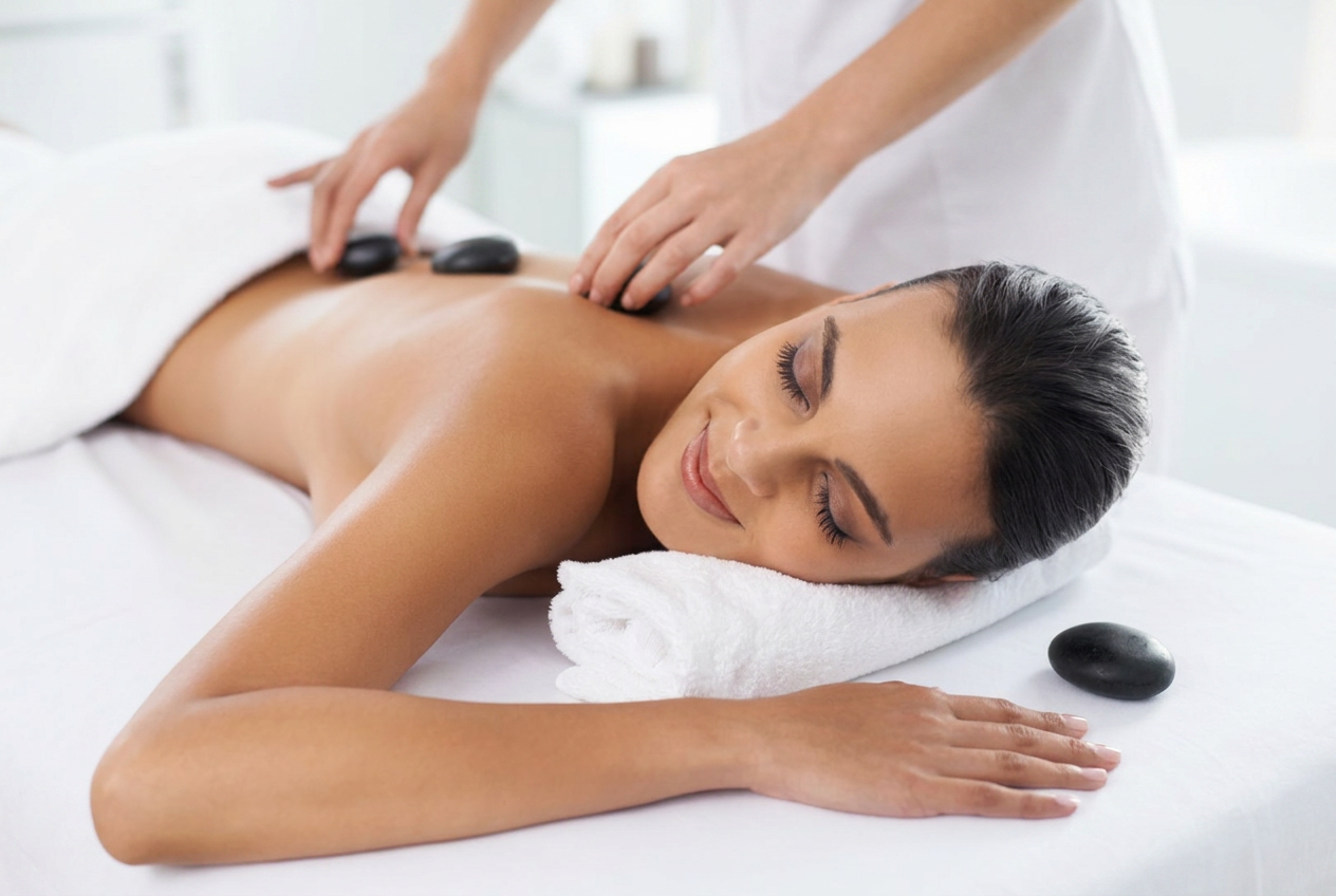 Hot stone massage therapy at Eternal Massage Inc. in Middleton MA